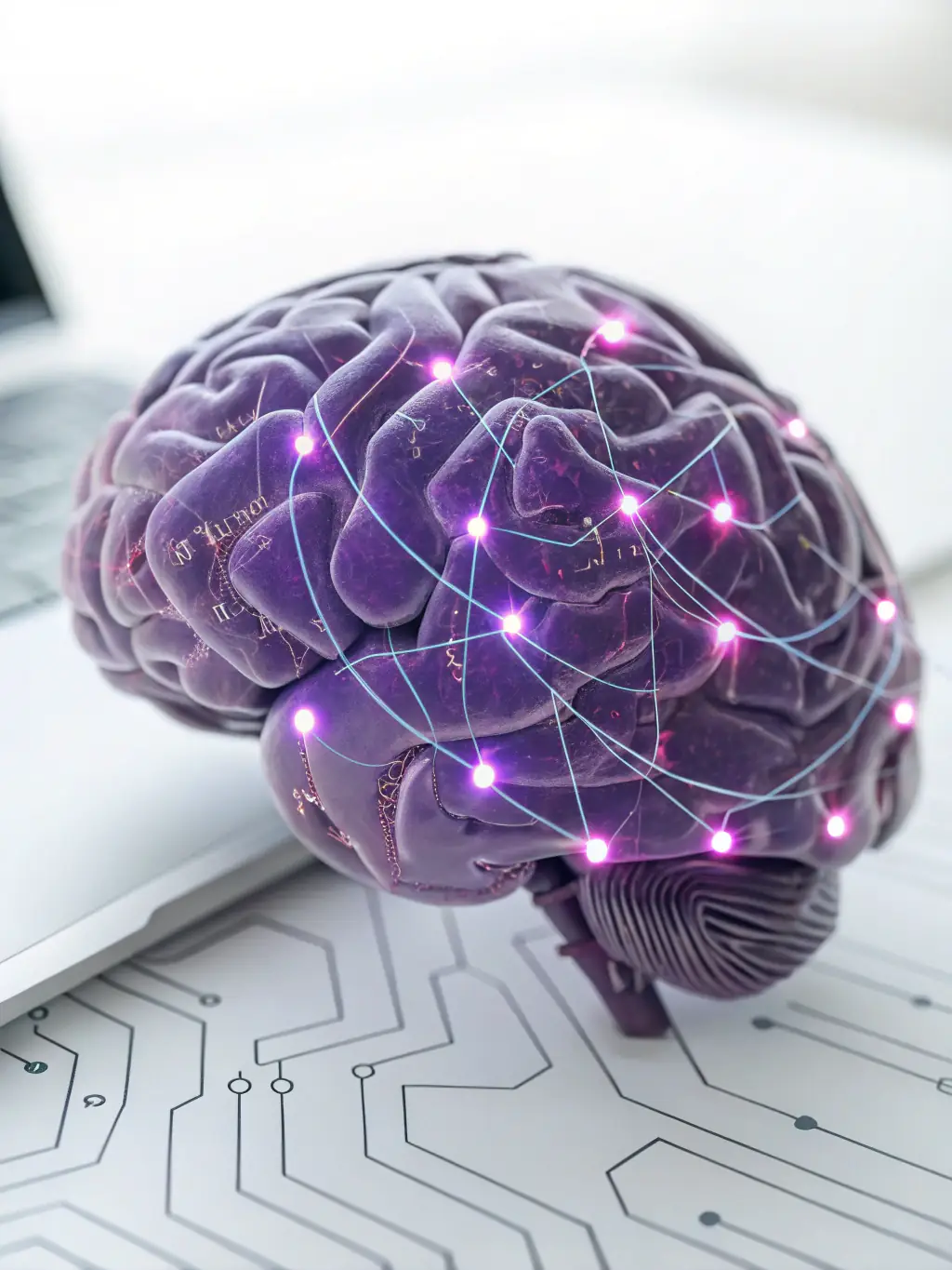A digital illustration depicting a stylized brain with interconnected nodes, representing artificial intelligence and its applications in finance. The background is a gradient of blues and purples, symbolizing innovation and technology.